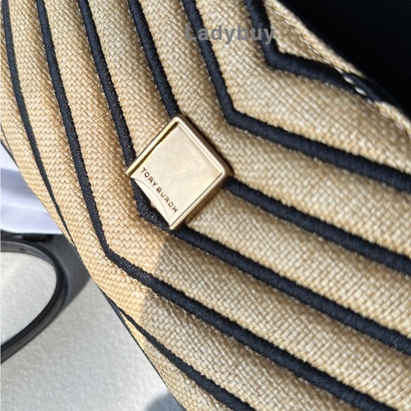 🟢Tory Burch Soft Straw Small Kira Chevron Convertible Flap Shoulder Bag $568 - Picture 10 of 14